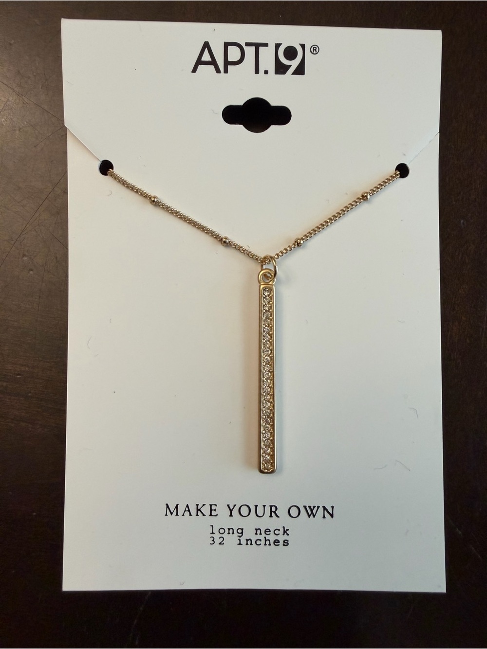 Kohl's Apt. 9 Gold Bar Pendant Necklace with Crystal Row